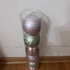 Holiday lane set of 6 ornaments purple green mix